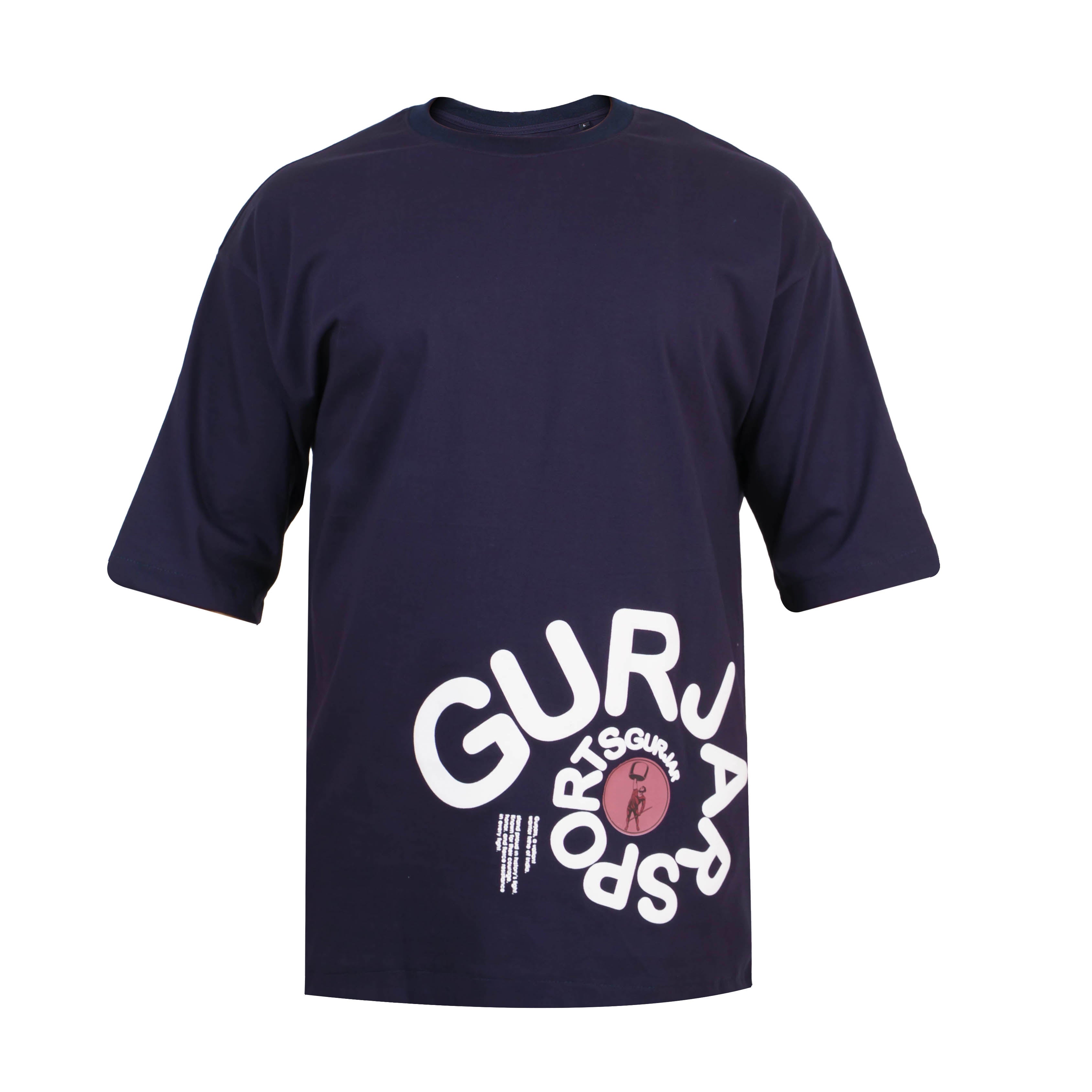 Gurjar Sports Drop Shoulder T-Shirt - Black  (Unisex)