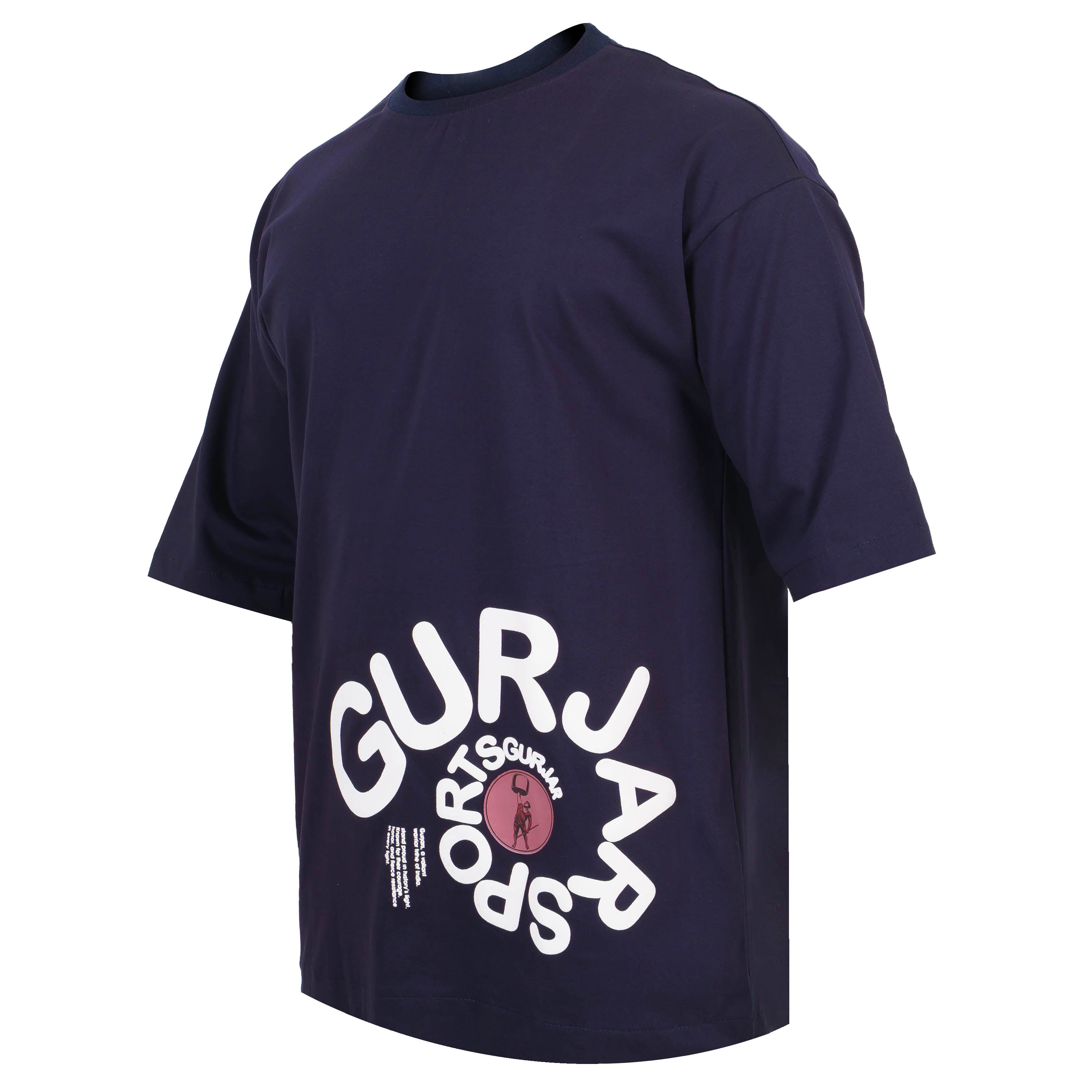 Gurjar Sports Drop Shoulder T-Shirt - Black  (Unisex)