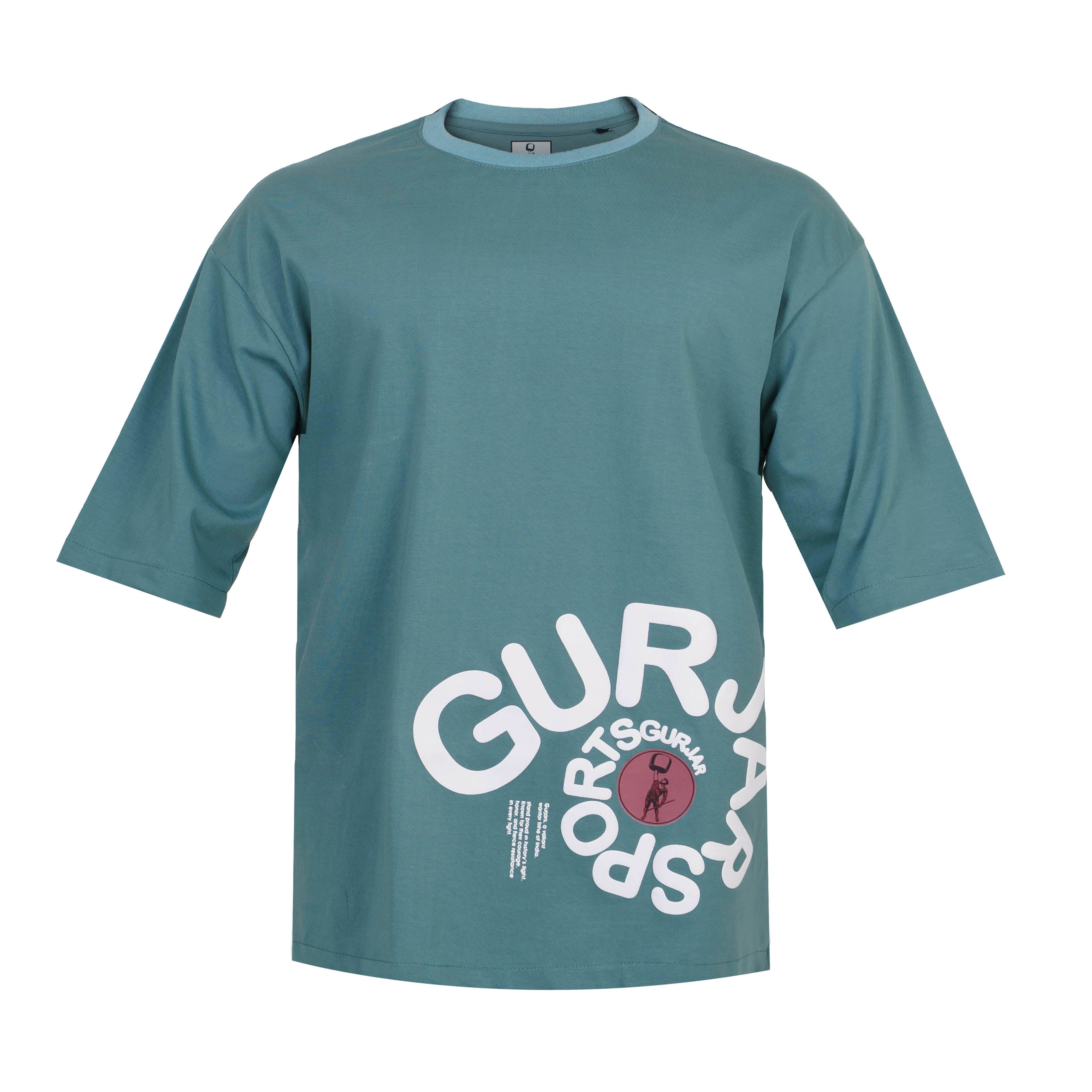 Gurjar Sports Drop Shoulder T-Shirt - Teal Green  (Unisex)