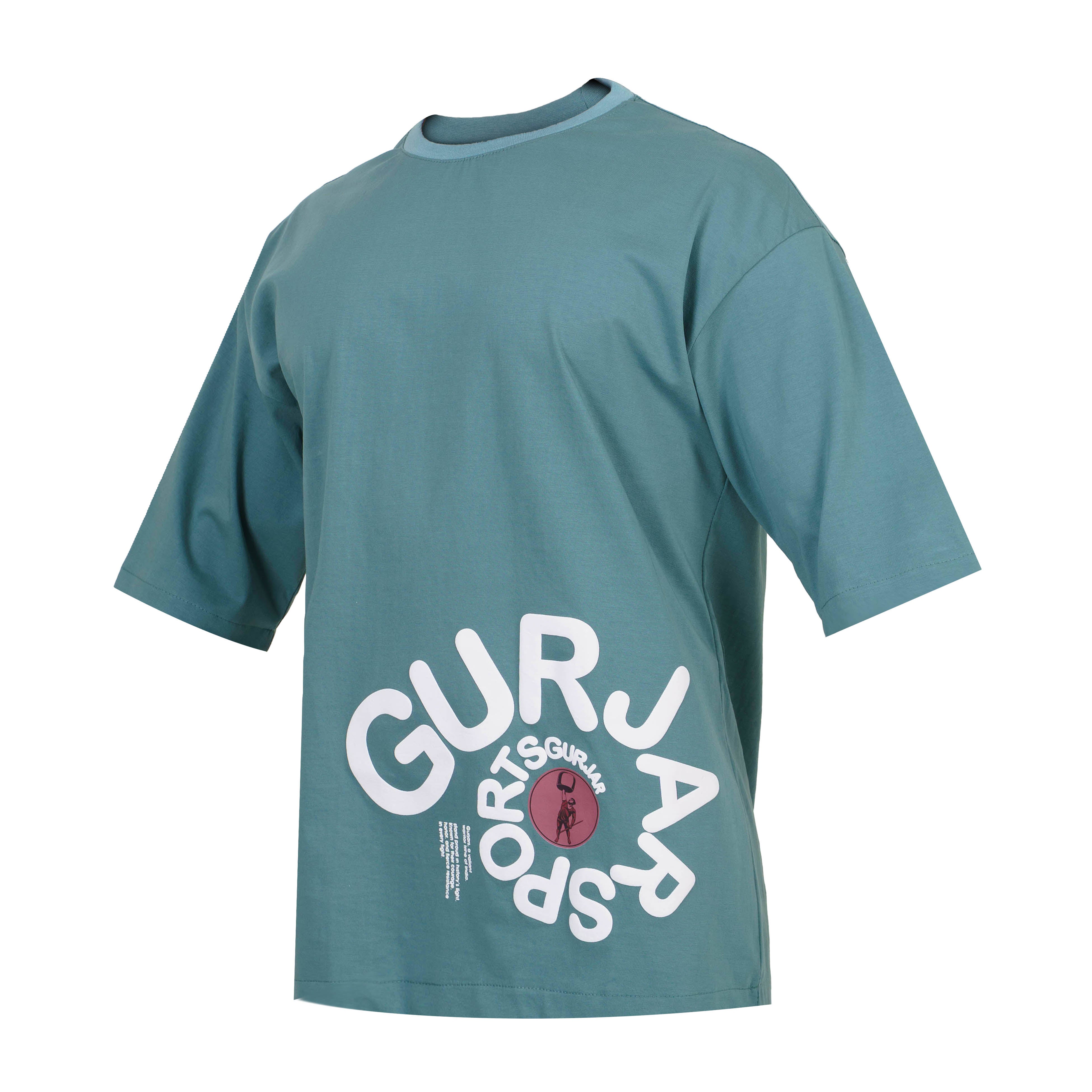 Gurjar Sports Drop Shoulder T-Shirt - Teal Green  (Unisex)