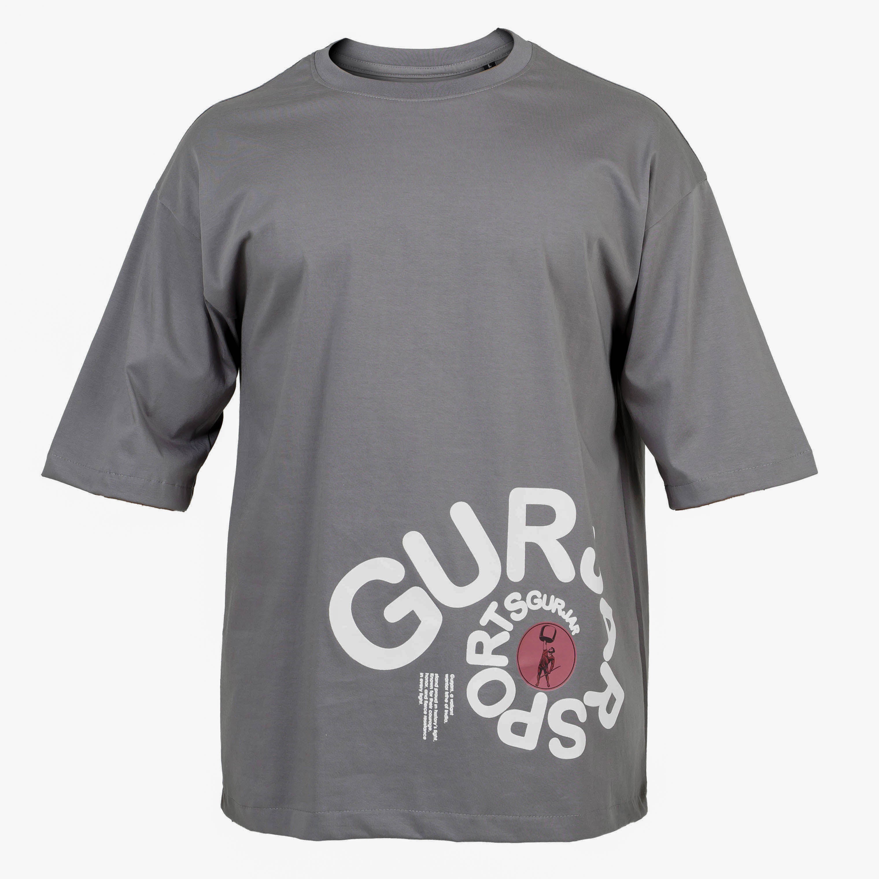 Gurjar Sports Drop Shoulder T-Shirt - Grey  (Unisex)