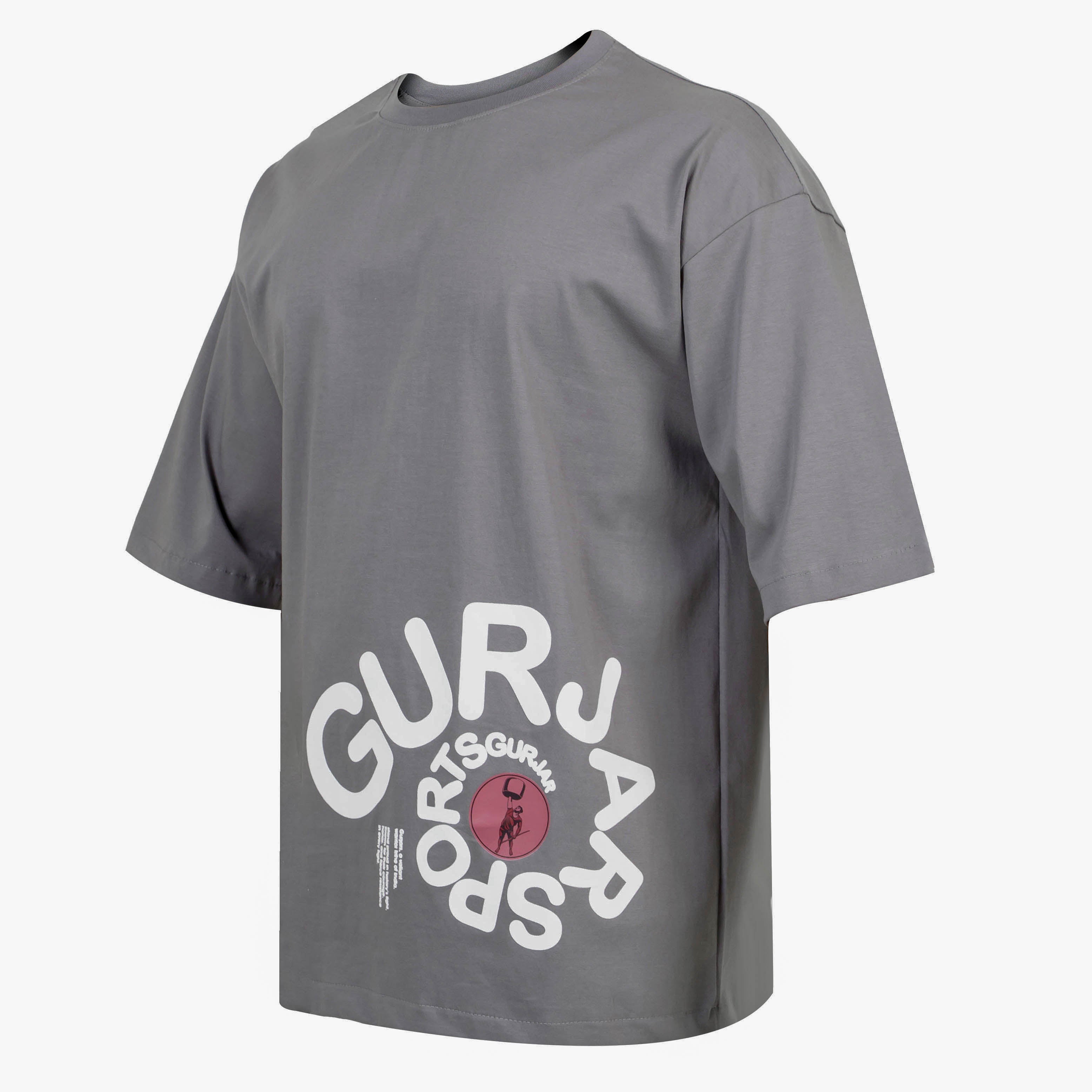 Gurjar Sports Drop Shoulder T-Shirt - Grey  (Unisex)