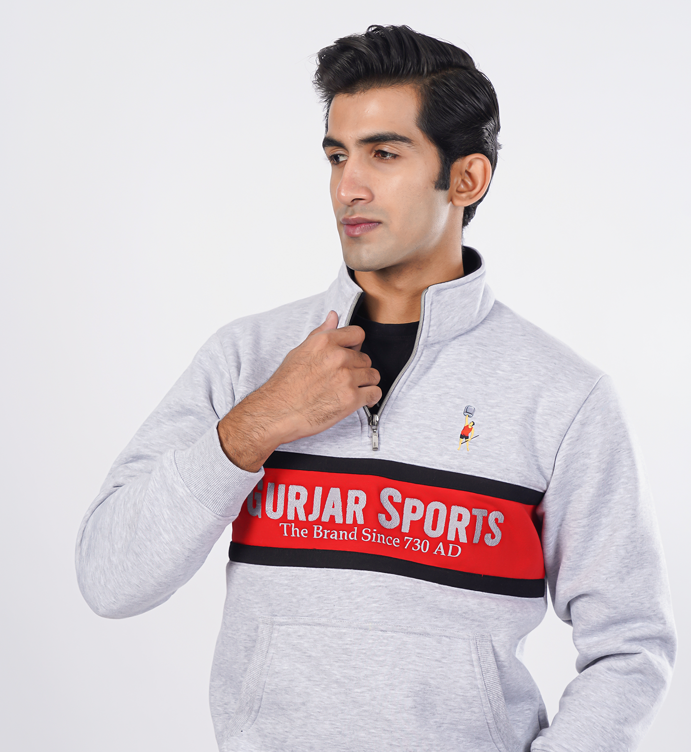 Premium half-zip sweatshirts - Light Grey