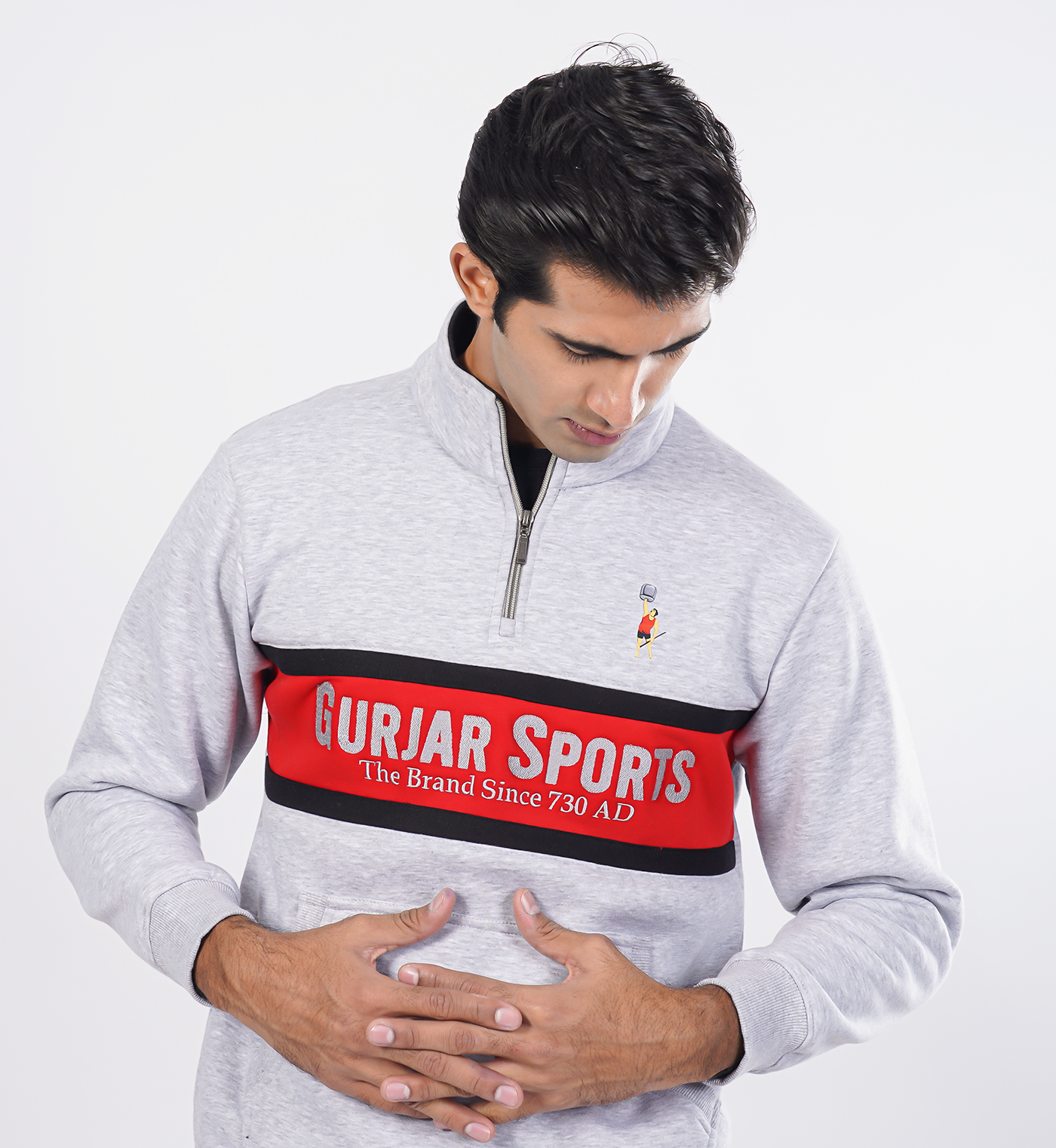 Premium half-zip sweatshirts - Light Grey