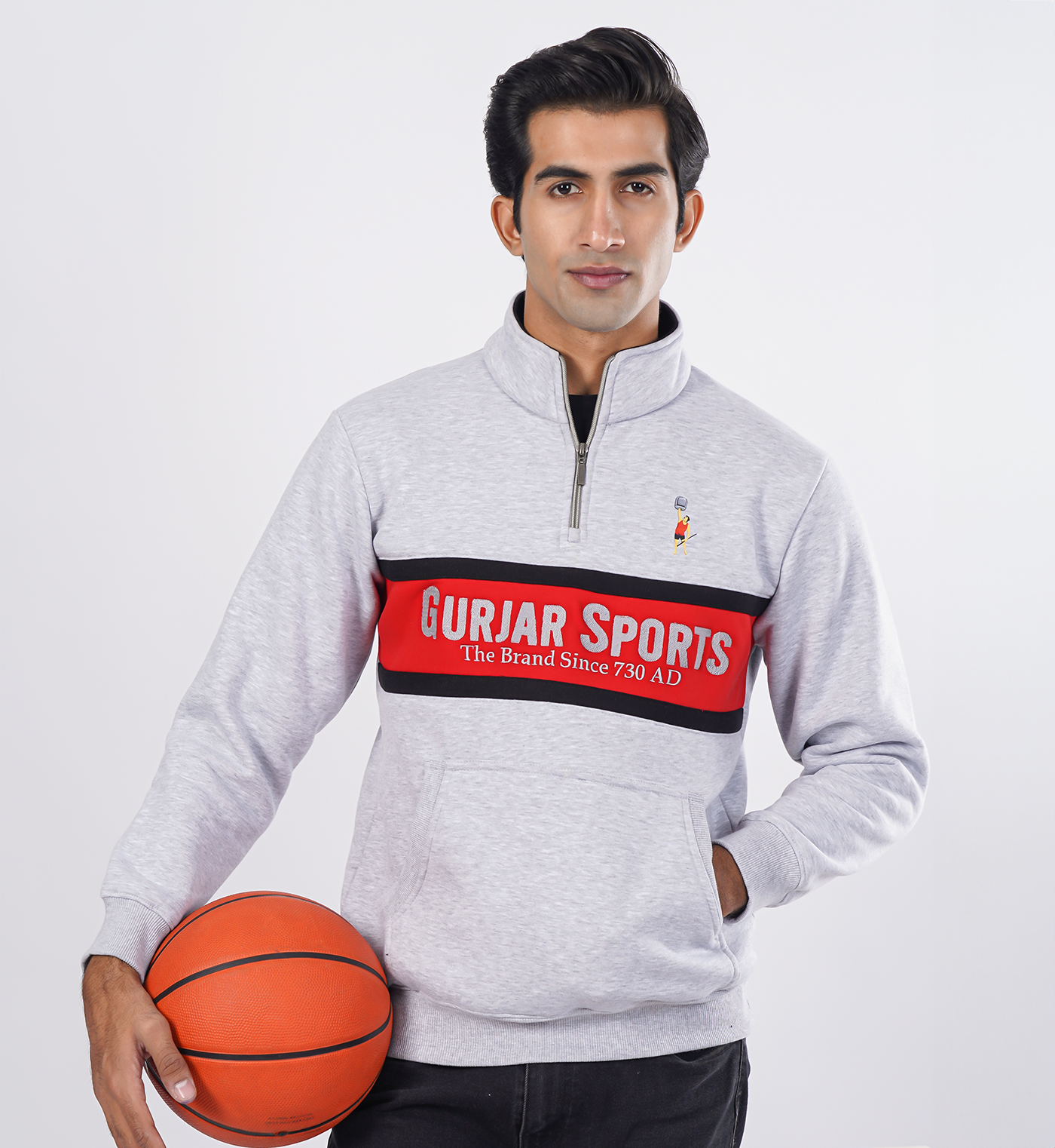 Premium half-zip sweatshirts - Light Grey