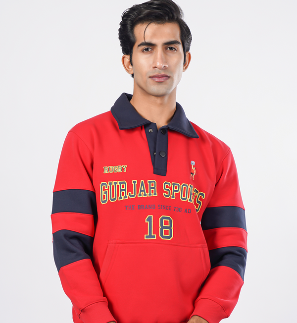 Rugby-Inspired Sweatshirts - Red