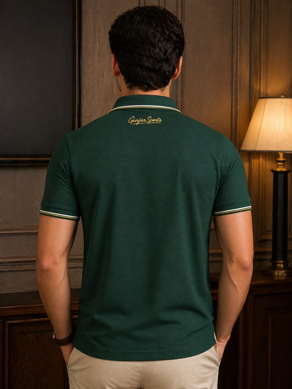 GURJAR SPORTS – Classic Matty Polo Back Print- Green