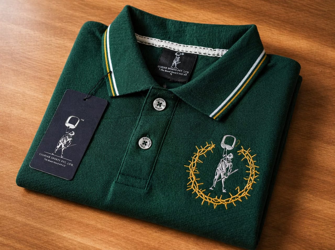 GURJAR SPORTS – Classic Matty Polo Back Print- Green